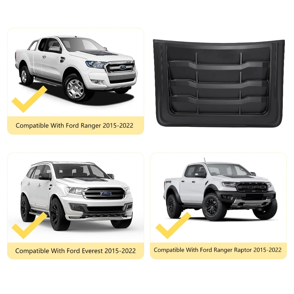 Abs Mat Zwarte Motorkap Primeur Cover Motorkap Beschermer Voor Ford Ranger Raptor 2015-2022 Motorkap Accessoires