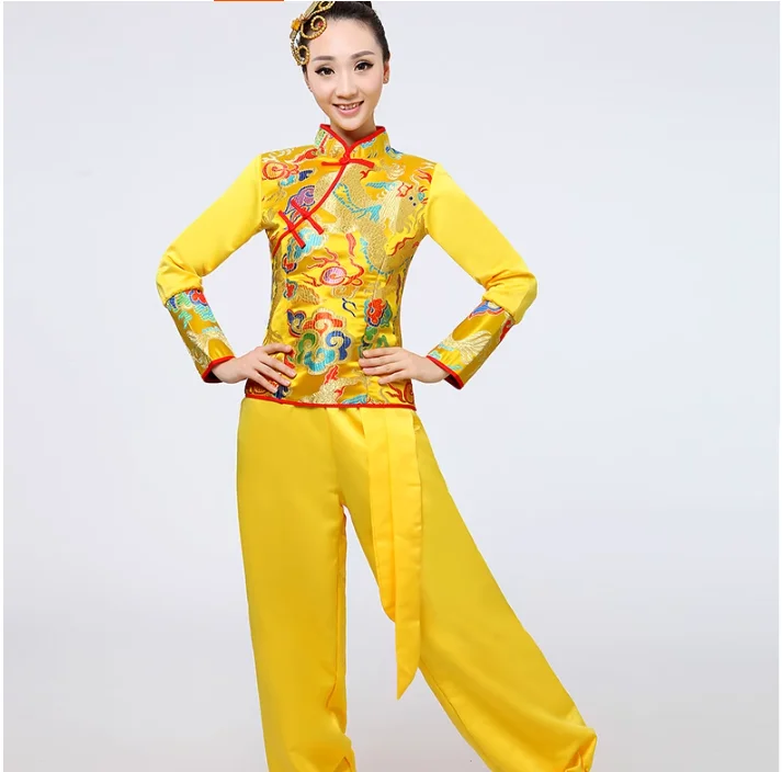 Novo traje de dança yangge tambor desempenho traje étnico cintura tambor dança clássica