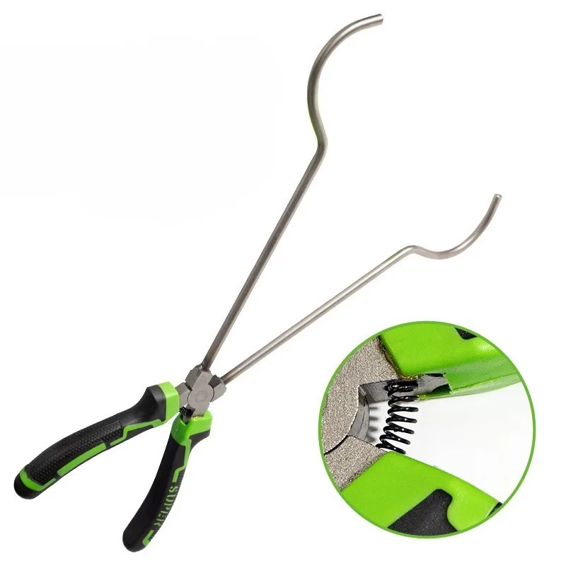 Carbon Steel High Temperature Resistance Crucible Pliers Anti-slip Long Handle Professional Circle Stove Clamping Tool Hand Tool