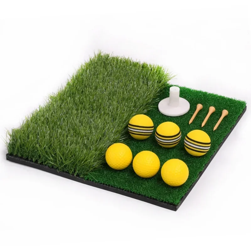 

Golf Hitting Mat For Portable Driving Chipping Training Aids For Backyard With Adjustable Tees And Foam Practice Balls