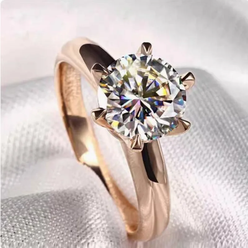 Anillo solitario de oro rosa de 18 quilates para mujer, sortija de diamante creado de 1,5 CT, sortija de boda para fiesta, joyería de compromiso nupcial, regalo