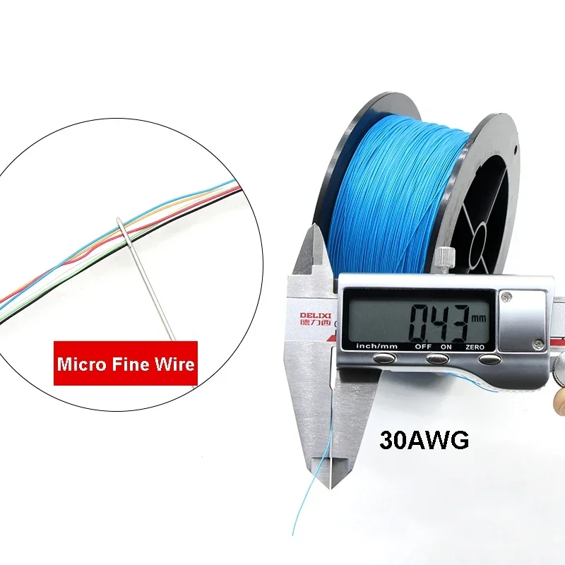 28AWG  PTFE Single Copper Wire UL1423 PVDF Insulated Silver Plated 1 Core Micro Fine High Temperature Electrical Cable