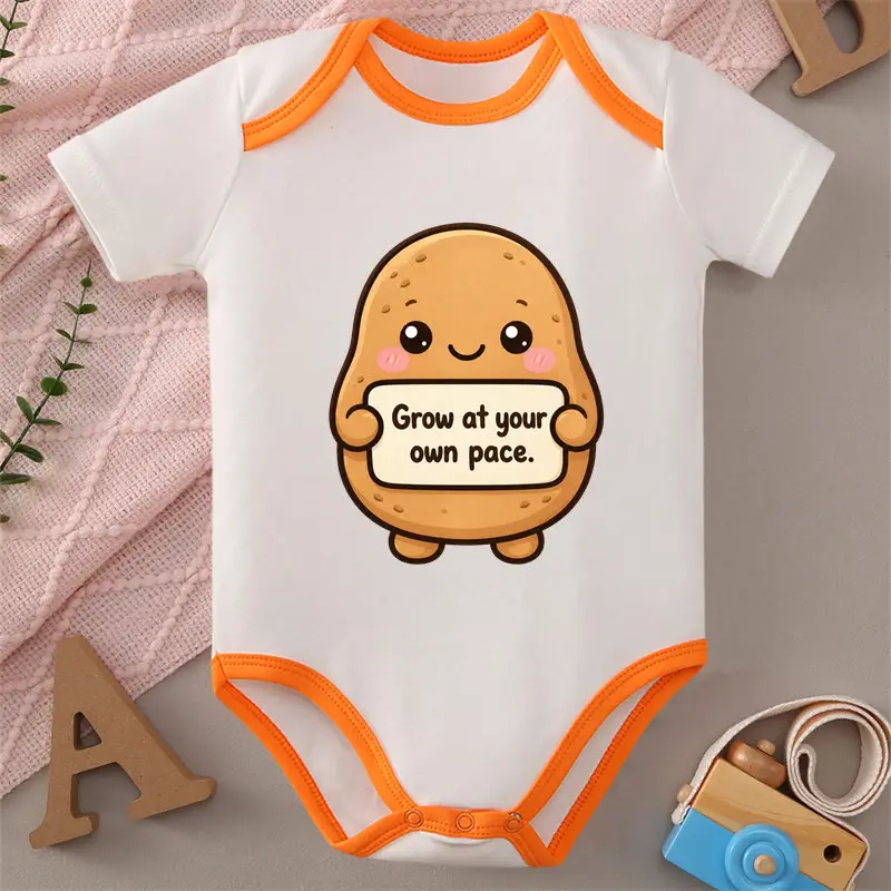 100% Cotton Onesie Grow At Your Own Pace My Baby Print Bodysuit Comfortable Cloth for Baby Jumpsuit for 0 To 12 Months Newborn