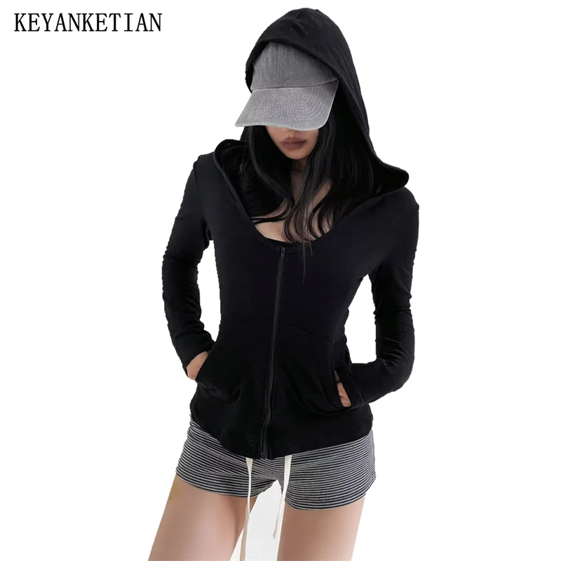 KEYANKETIAN Summer New Women's Side Pocket Slim Fit Hooded Thin Jacket For Women Sun Protection Clothing