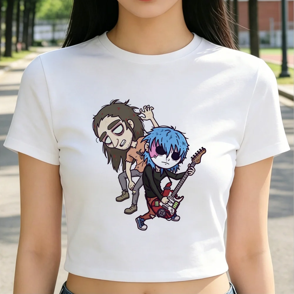 Sally Face cropped top female baddie cheap grunge vintage harajuku top tees cute goth gyaru