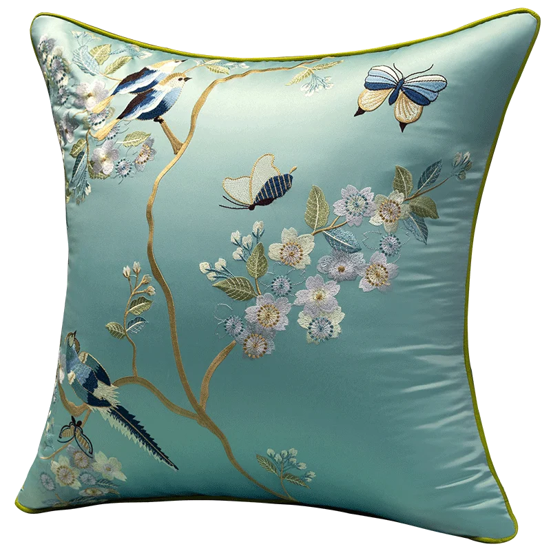 

Чехол на спинку дивана для учебы в китайском стиле с наволочкой с ручной вышивкой растений и птицами