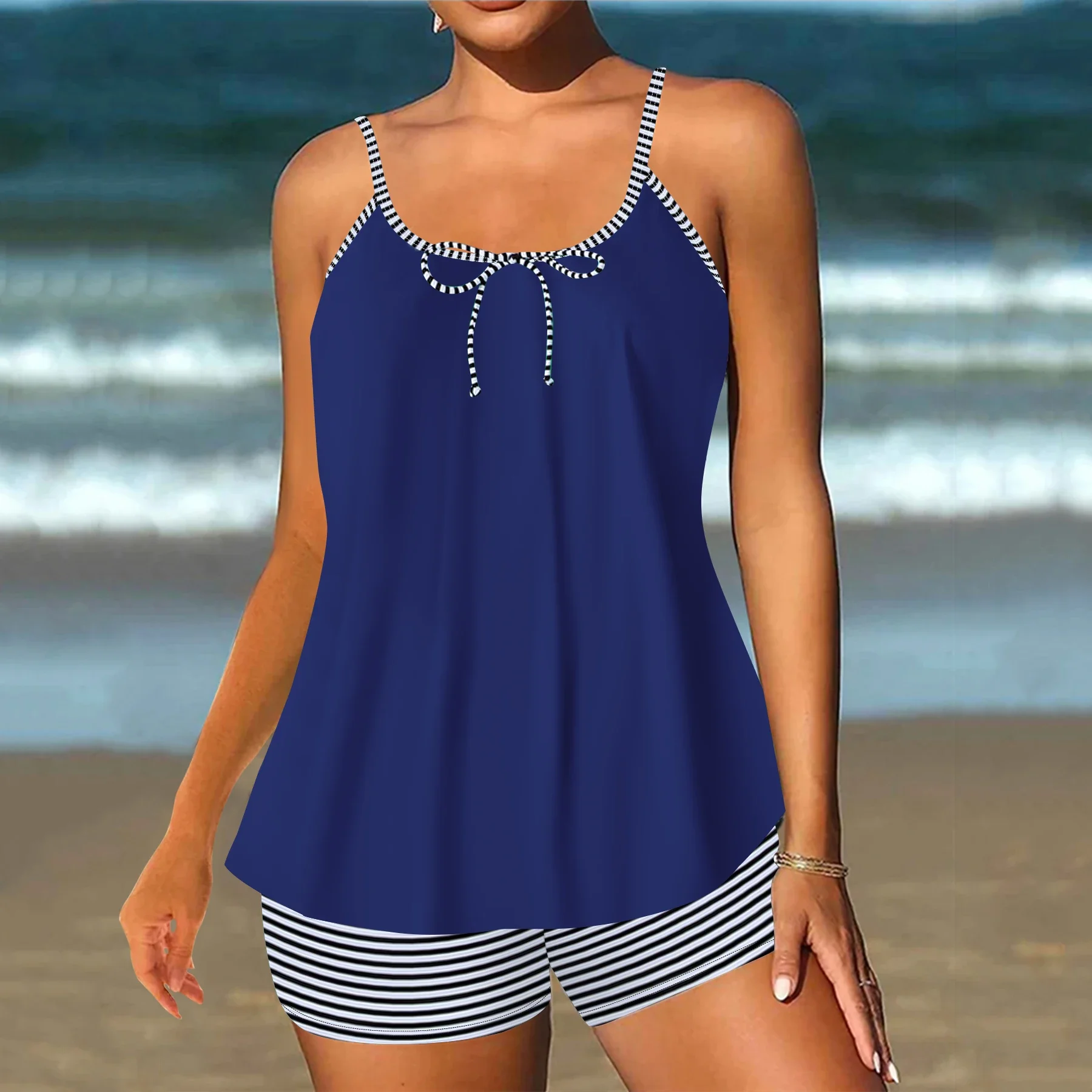 Floral Print V Neck Tankini Sets, Summer Sexy Bikini  Two Pieces Swimsuit, Women's Swimwear & Clothing   Fashion Beachwear