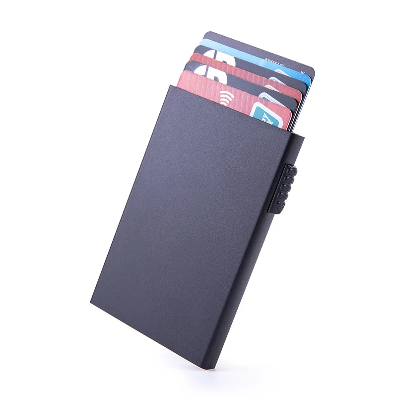 Magischer Ausweis- und Kreditkartenhalter, Smart Wallet für Damen und Herren, ID-Kartenetui, Metall, dünn, schlank, Pop-Up, Aluminium, minimalistische Geldbörse – Detail 14