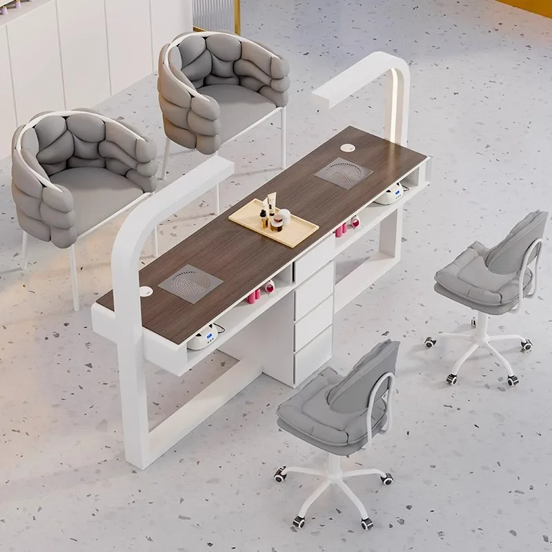 

Modern High Quality Luxury Salon Furniture White Wooden Manicure Desk with Nail Table for Beauty Salons Professional Nail Tech