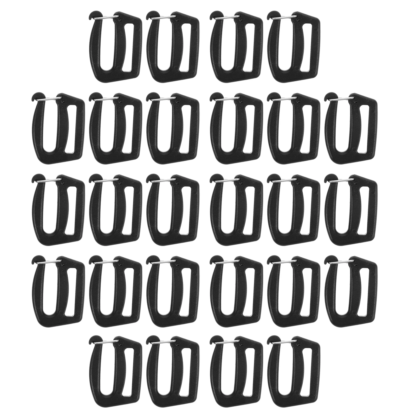

60pcs Open Hook Plastic Clips for Backpacks Black Travel Luggage Strap Connecting Buckles Hardware Replacement Webbing