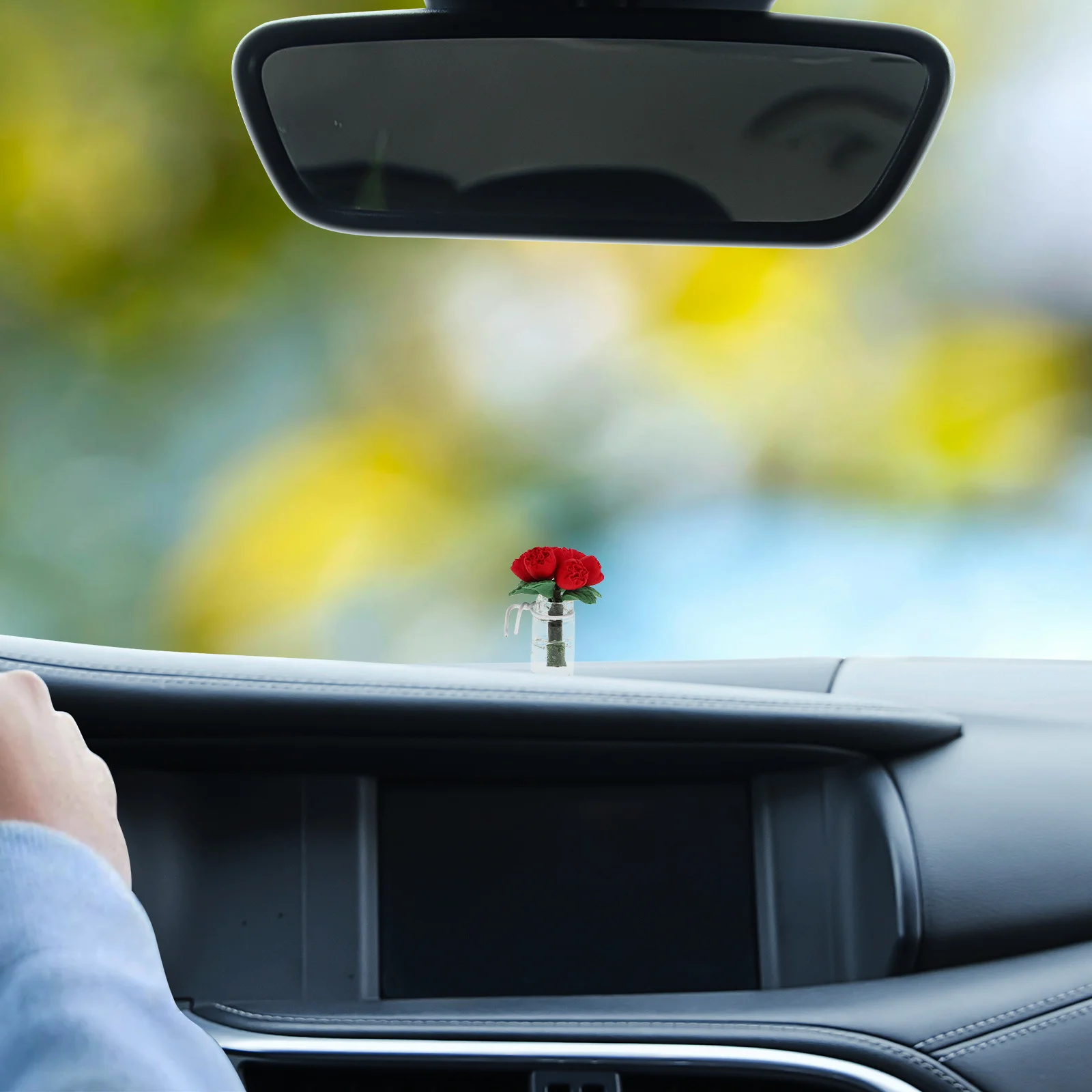 Picture 6: Car Interior Decoration Plastic Rose Vase Miniature Compact Dashboard Sculpture Car Interior Decoration Supply