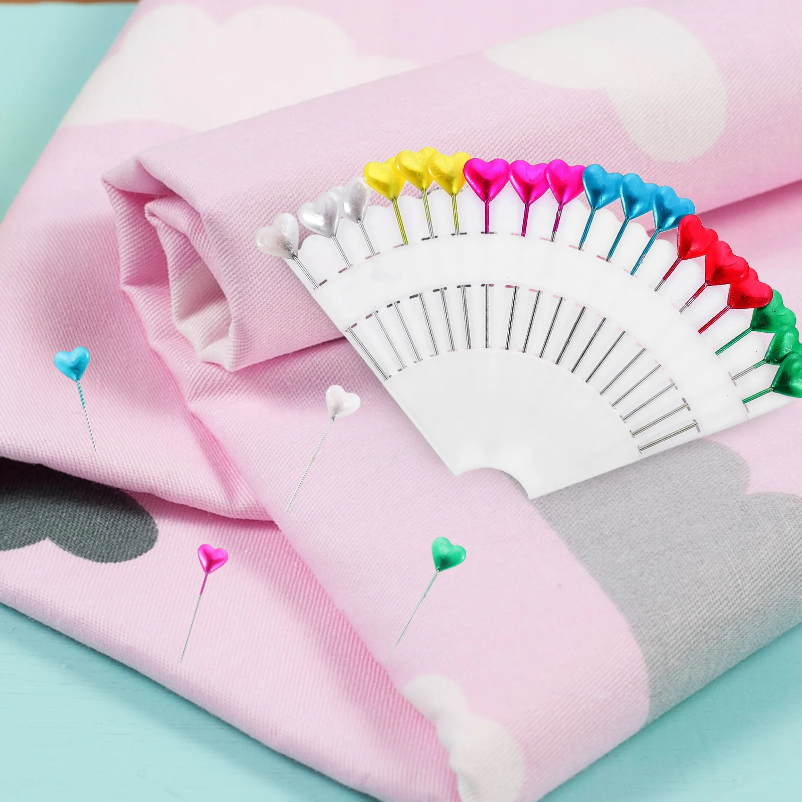 

216Pcs Heart Shaped Pearlescent Pins Premium Steel Wire Craft Sewing Straight Quilting Pin for DIY Jewelry Making Corsage