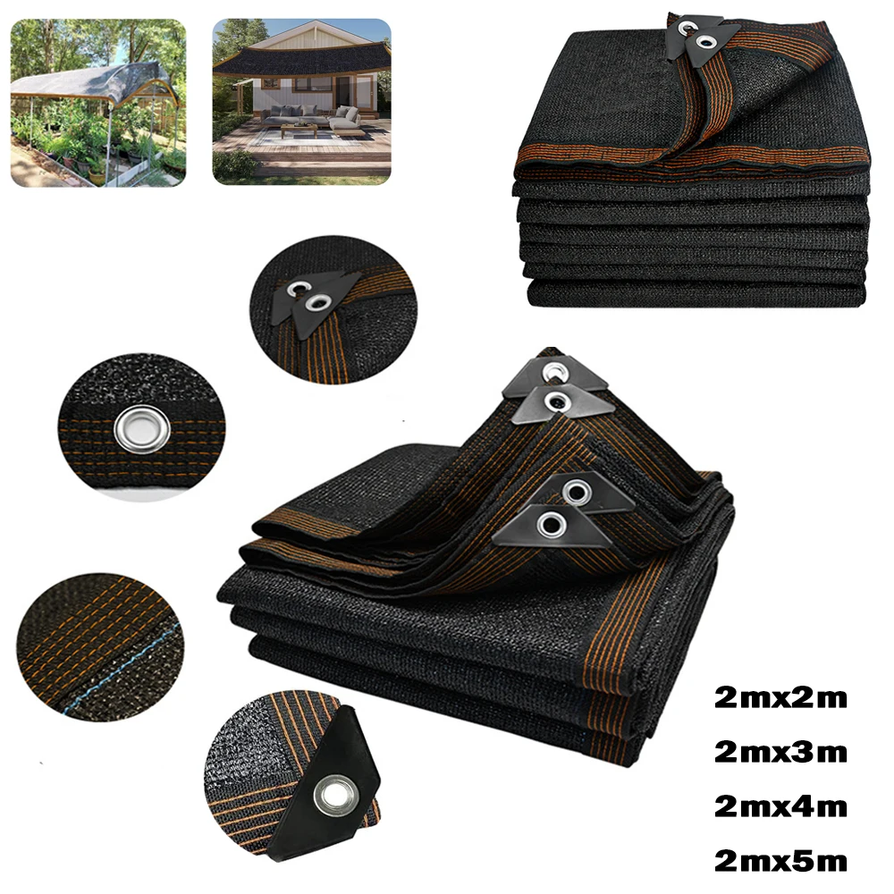 

Black Shade Cloth Sunblock Mesh Cover Taped Edge With Grommets, Sun Net For Pergola, Plants Greenhouse, Gardens, Patio, Canopy