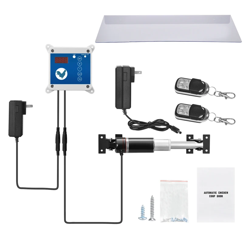 Imagem -02 - Abertura Lateral Automática da Porta do Galinheiro Temporizador e Sensor de Luz Ajustável Dois Controles Remotos Acessórios de Frango dc 12v