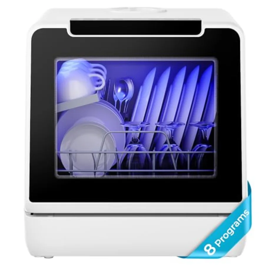 Portable Mini Dishwasher for Apartments RVs with 5L Water Tank No Hookup Needed Self Clean/Baby Care/Air Dry Stainless Steel In