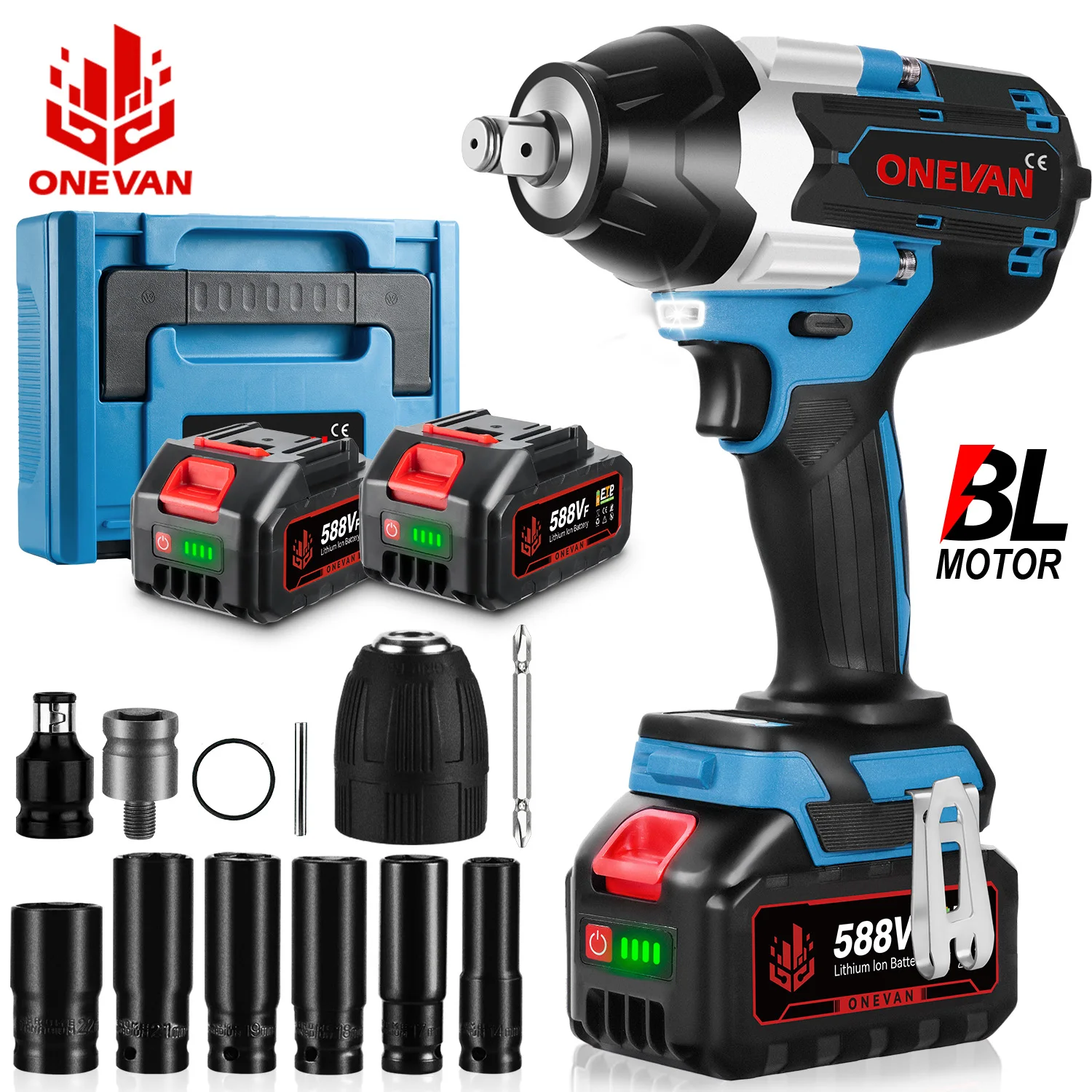 ONEVAN 1500W Brushless Electric Impact Wrench 1800N.M Torque Cordless Handheld Car Repair Power Tool For Makita 18V Battery Pin