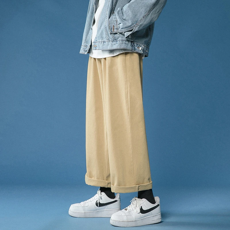 Cotton Casual Pants Men Fashion Oversized Wide Leg Pants Men Streetwear Hip-hop Loose Straight Pants Mens Vintage Trousers M-3XL