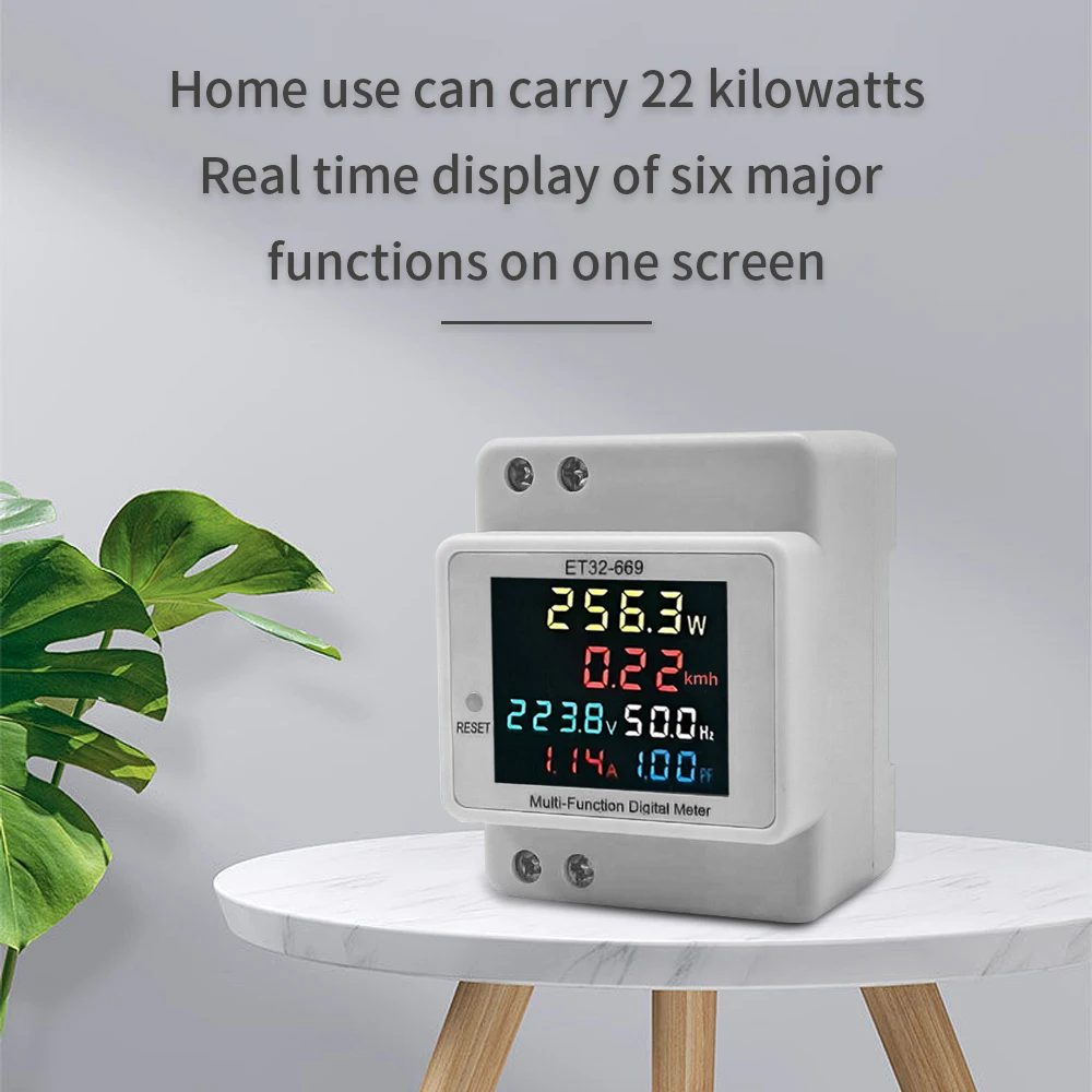 

220VAC 45-65Hz Single Phase Energy Counter Meter Electric Voltage Current Power Frequency Meter Din Rail Energy Meter Watt Meter