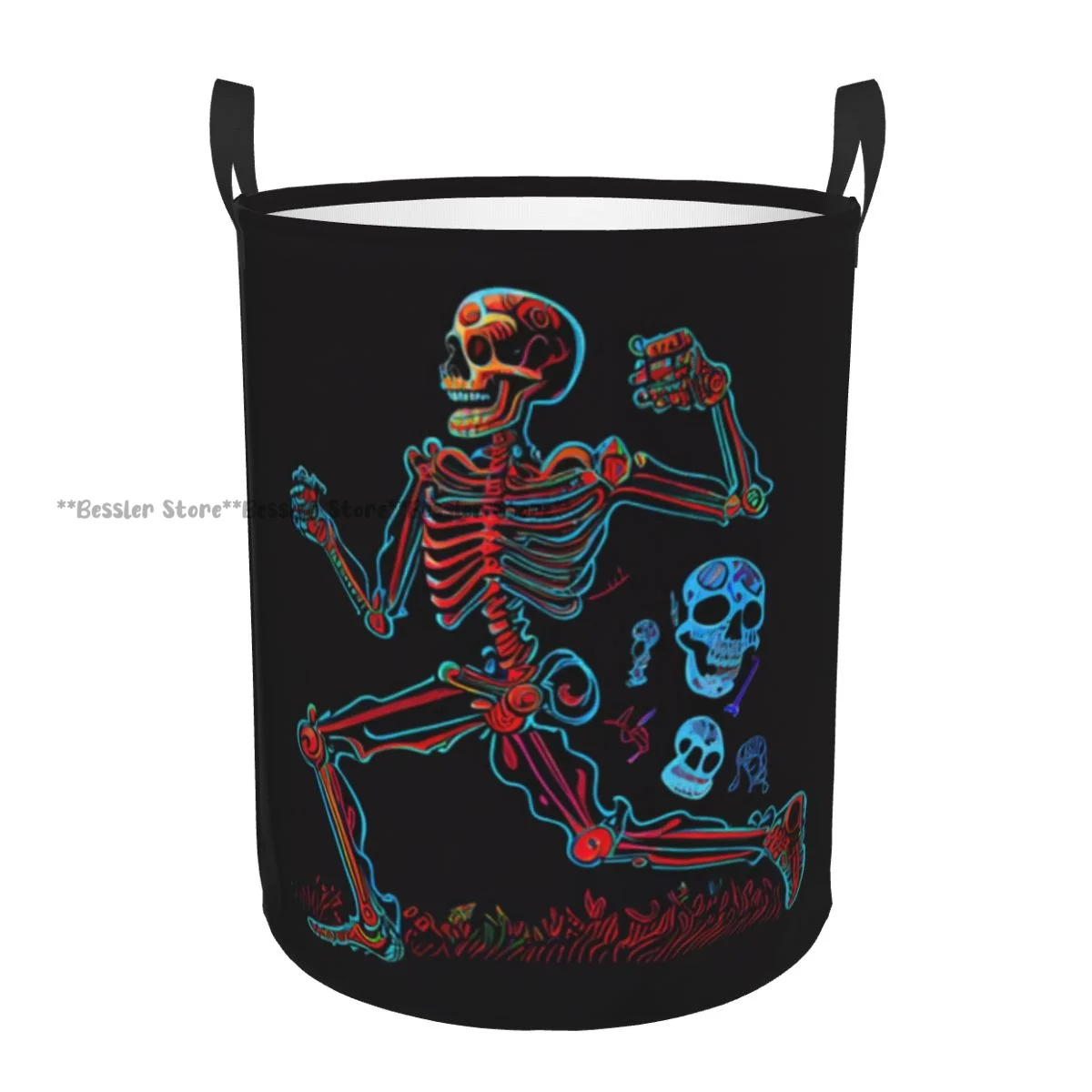 Dirty Laundry Basket Colorful Skeleton Doing Exercises Folding Clothing Storage Bucket Home Waterproof Organizer