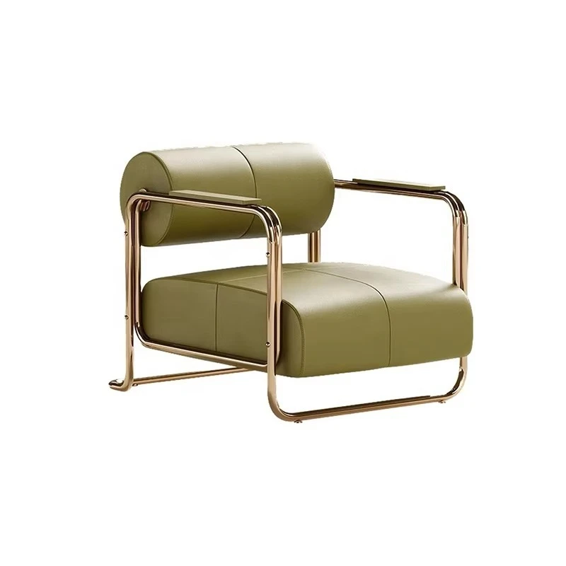Leisure Chair Modern Design Stainless Steel Leisure Chair Premium Leather Armchair