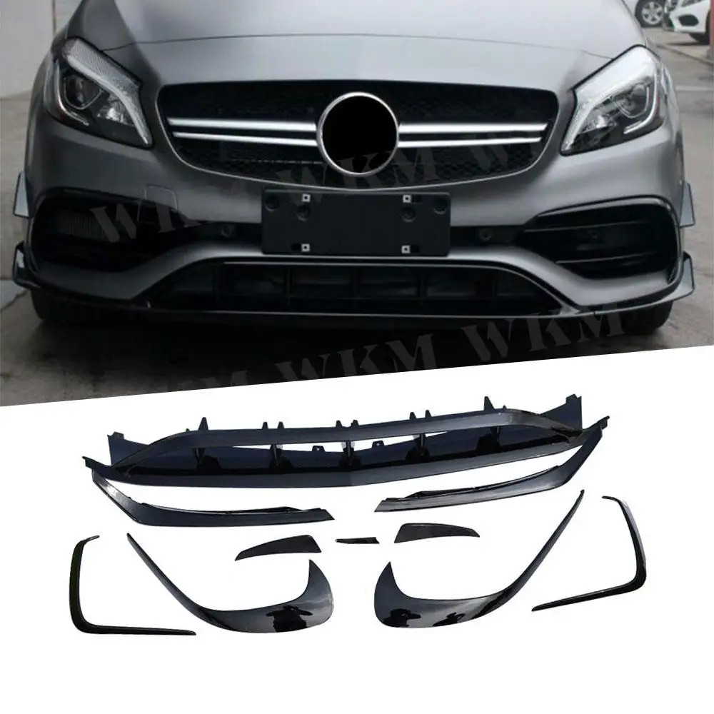 

8 PCS 10 PCS Front Bumper Lip Splitters For Benz A Class W176 A200 A250 A45 AMG Side Bumper Trims Spoiler 2016-2019 Car Styling