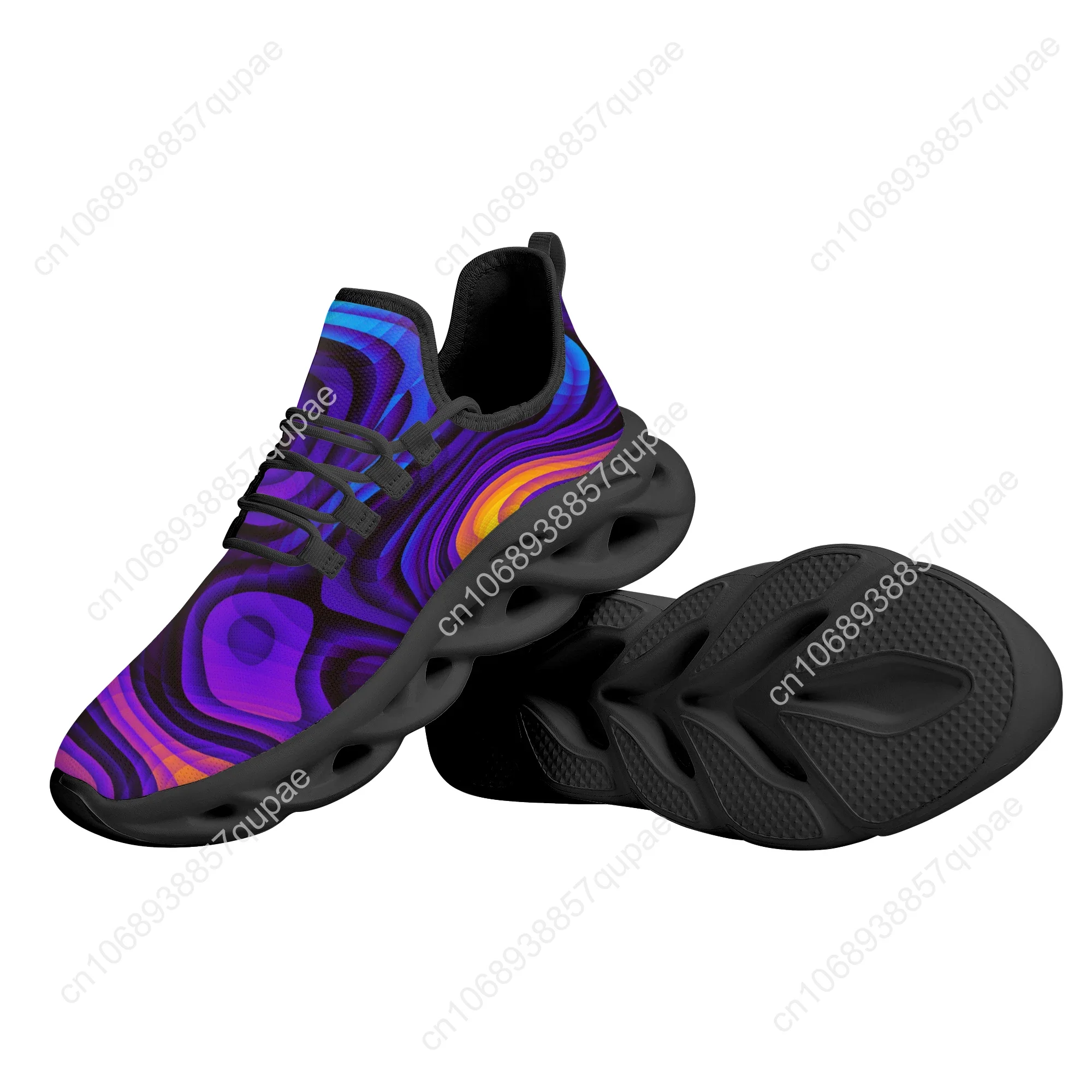 Fashion Black Psychedelic Kintted Flats Sneakers Shoes Mens Womens Sports Shoe Fashion High Quality DIY Sneaker Custom Made Shoe 6