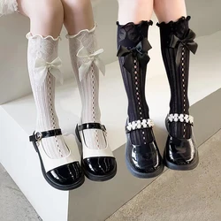 Kave Black Japanese Style Lolita Knee High Socks Women Stockings Sexy Lace Bow Long Socks Thigh High Stockings Sweet Girls