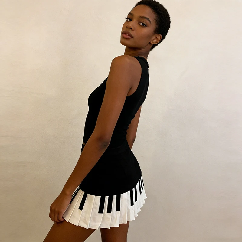 Summer Women Chic Patchwork Thin Skirts Lady Korean Slim Fit A-line Dress Girls Designer Retro Casual Short Skirts - Image 3