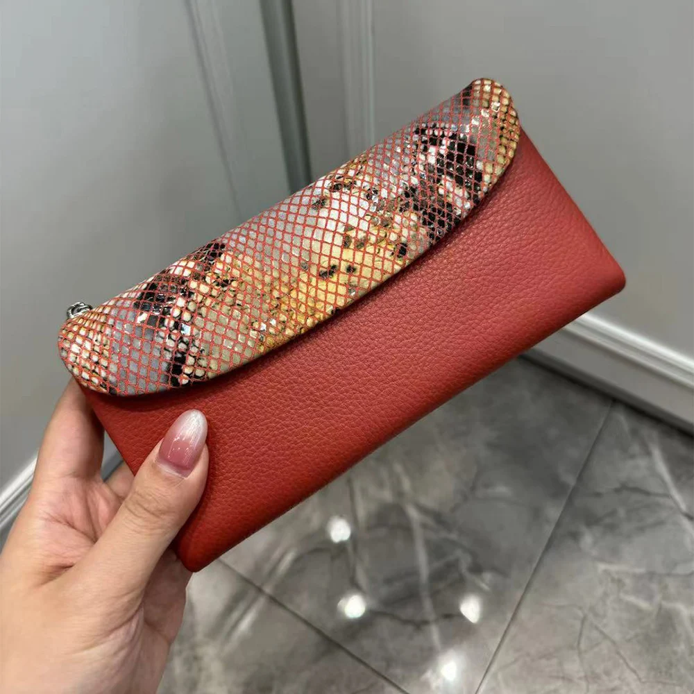 

10 Colors Python Pattern Genuine Cow Leather Women Long Wallet Soft Genuine Cowhide Money Bag Cash Pocket Fashion Purse For Lady