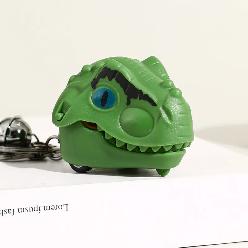 面白いクリエイティブな指噛み恐竜ヘッドおもちゃ車キーホルダーペンダント子供ギフトかわいい恐竜指噛みおもちゃプルバックカー
