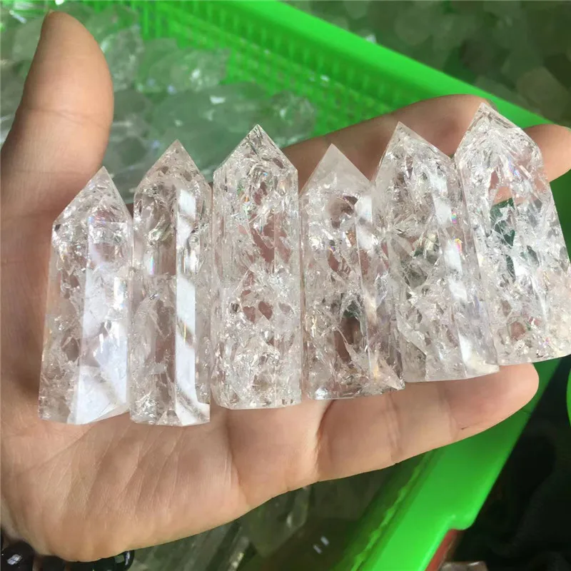 Natural Tower Reiki Healing Stones Cracked Crystal Wand Point For Home Decoration