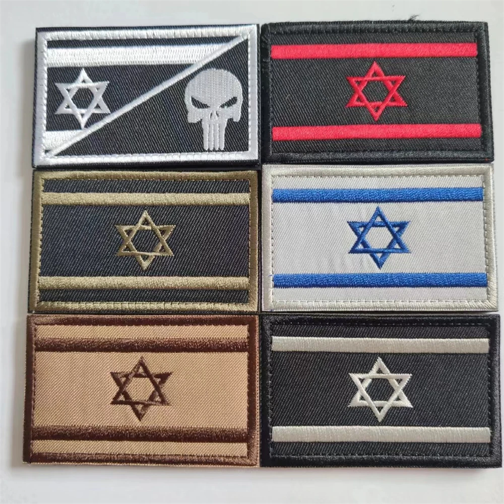 1pcs Israel Flag Brassard Tactical Flag Patch Cloth Punisher Armband Army Hook And Loop Emblem Morale Combat Badge