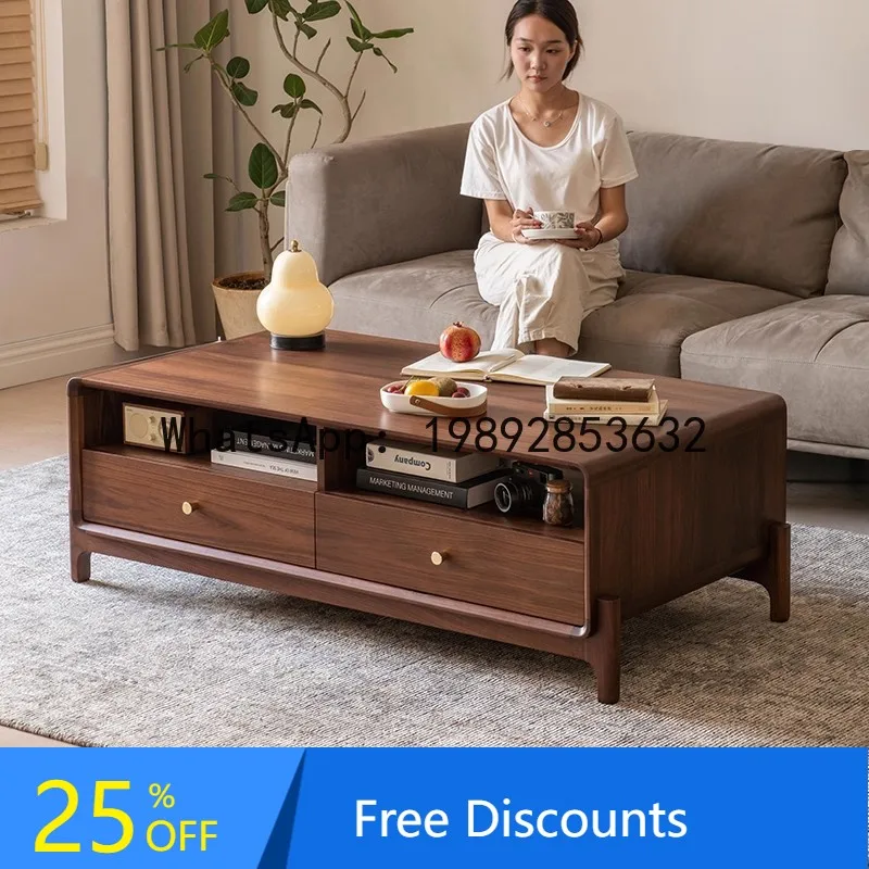 

Coffee Table Small Apartment Home Use Vintage Retro Living Room Solid Wood Coffee Table TV Cabinet Set