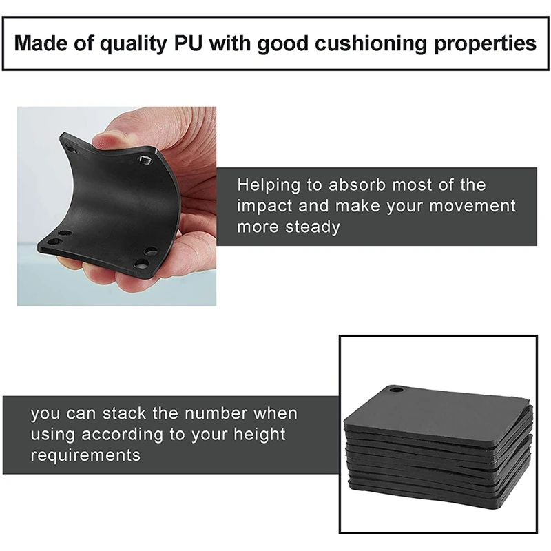 스케이트보드 라이저 충격 패드, 소프트 롱보드 충격 상승 패드, 롱보드 블랙 충격 패드, 16 개, 3 mm