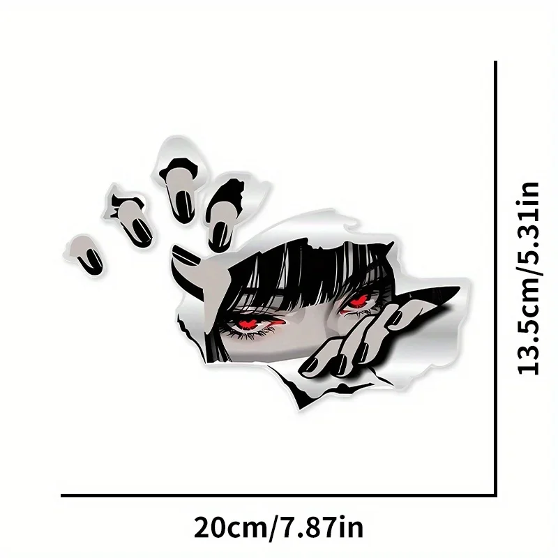 1pc 2D Flat JDM Anime Girl Eyes Vinyl Sticker Scratch-Resistant Waterproof Decal for Motorcycle Helmet Fuel Tank Body