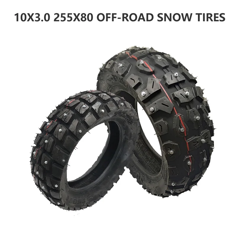 TUOVT 10 Inch Electric Scooter Studded Stud 255X80 80/65-6 Winter Snow Tire for Zero 10x Dualtron KuGoo M4 10x3.0 Off Road