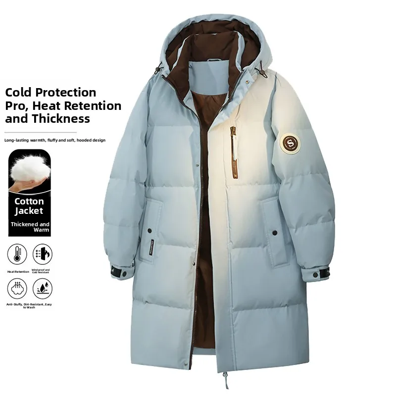 

Thiened down Cotton Jaet Men's Women's Medium Length Winter Coat Warm Couple Anti-Cold Cotton Padded Coat Stand Fit