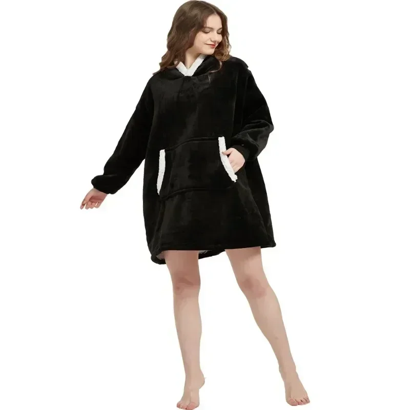 Winter Hoodies Sweatshirt Frauen Männer Pullover Fleece Riesen TV Übergroße Decke mit Ärmeln Robe Tragbare Decken – Detail 25