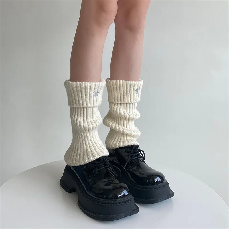 2024 New Fashion Women Knitted Ribbed Knee Socks Fashion Fold-over Leg Warmers Leg Sleeves for Themed Party Streetwear