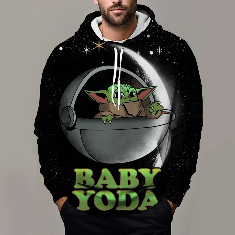 Marvel Yoda Baby Loose Hoodie 3D Digital Printed Men's and Women's Fashion Sports Hip Hop Hoodie Casual Long Sleeve