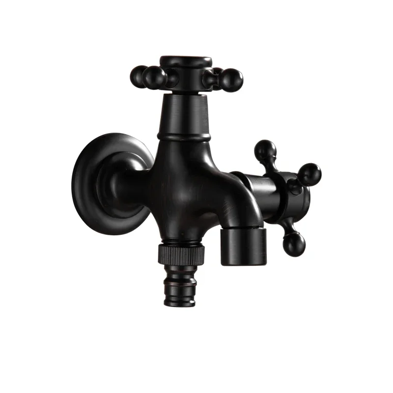 Bathroom Corner Washing Machine Faucet Black Bronze Single Cold Tap Outdoor Garden Wall Mounted Bibcock Tap Mop Pool Taps