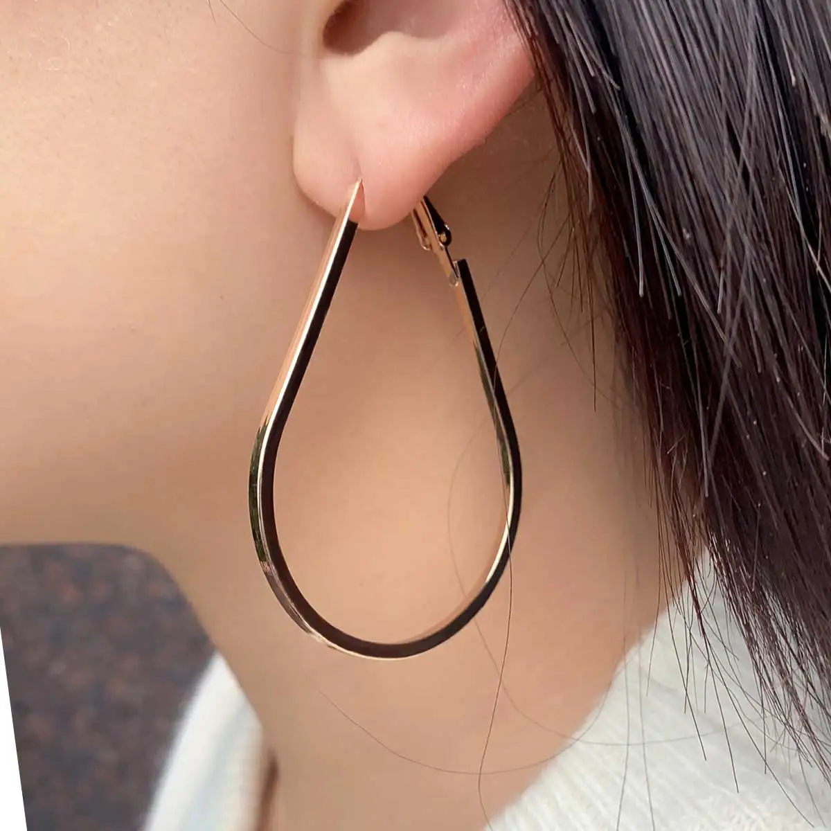 Fashion Silver Color Ellipse Dangle Earrings Unique Niche Statement Huggie Big Hoops Earring for Women Men 18-40mm cheap stuff