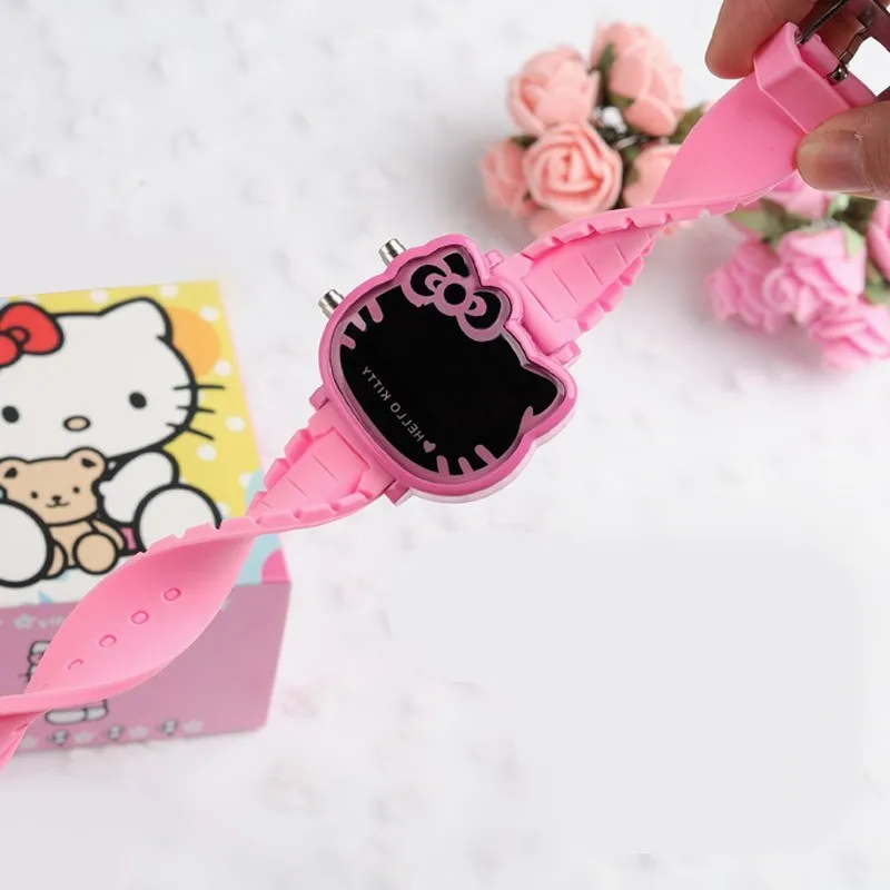 New Cute Kids Watch LED Cat Cartoon Watches Dial Wrist Watch Girls Silica Gel Clocks Practical Toy For Girls Gift