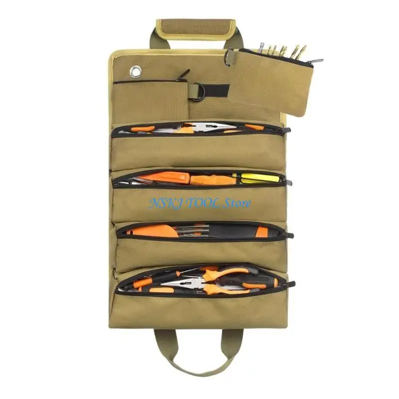 

L8RC Electricians Wrench Tool Roll Up Bag Wrench Roll Up Bag with 4 Pockets