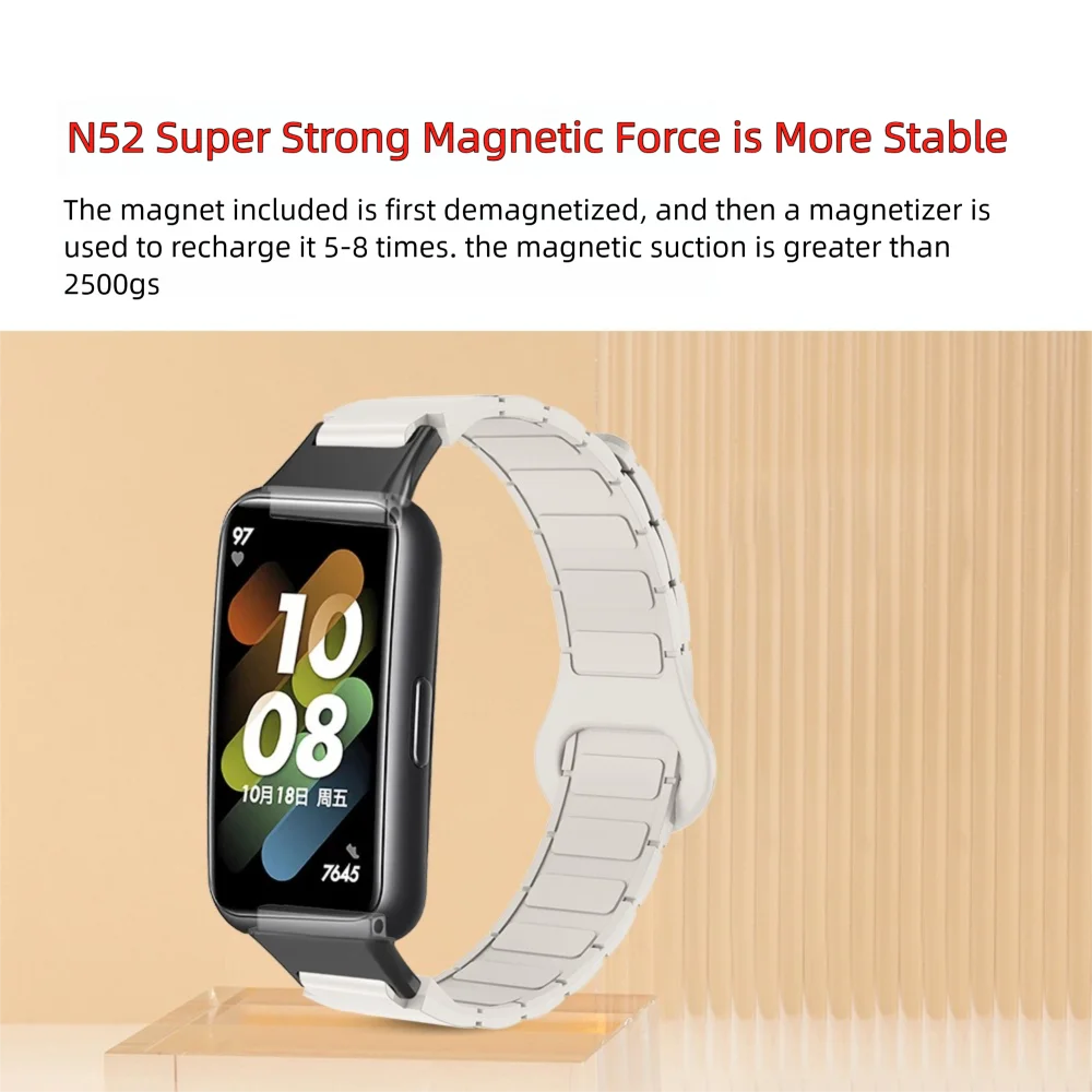 Cinturino orologio magnetico da 12 mm per Huawei Band 7 stile armatura fibbia stabile cinturino Smartwatch in silicone durevole a sgancio rapido uomo donna