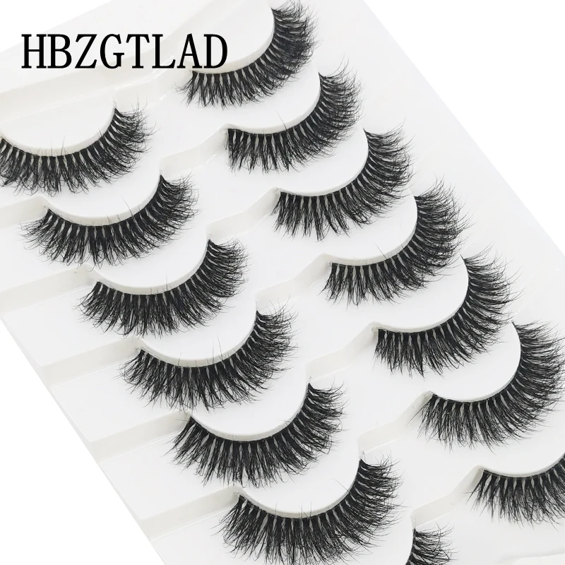 New 5/7/10 pairs Mink Eyelashes Clear Band Eye Lashes Crisscross Transparent Band False Eyelashes Handmade Natural Upper Lashes