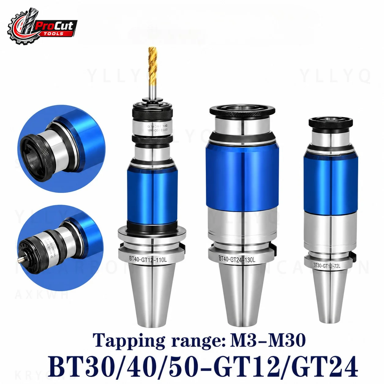 BT30 BT40 BT50 GT12 GT24 Tap Chuck Collet, M2-M30 ISO JIS DIN Standard CNC Tool Holder Bracket for Tapping Work