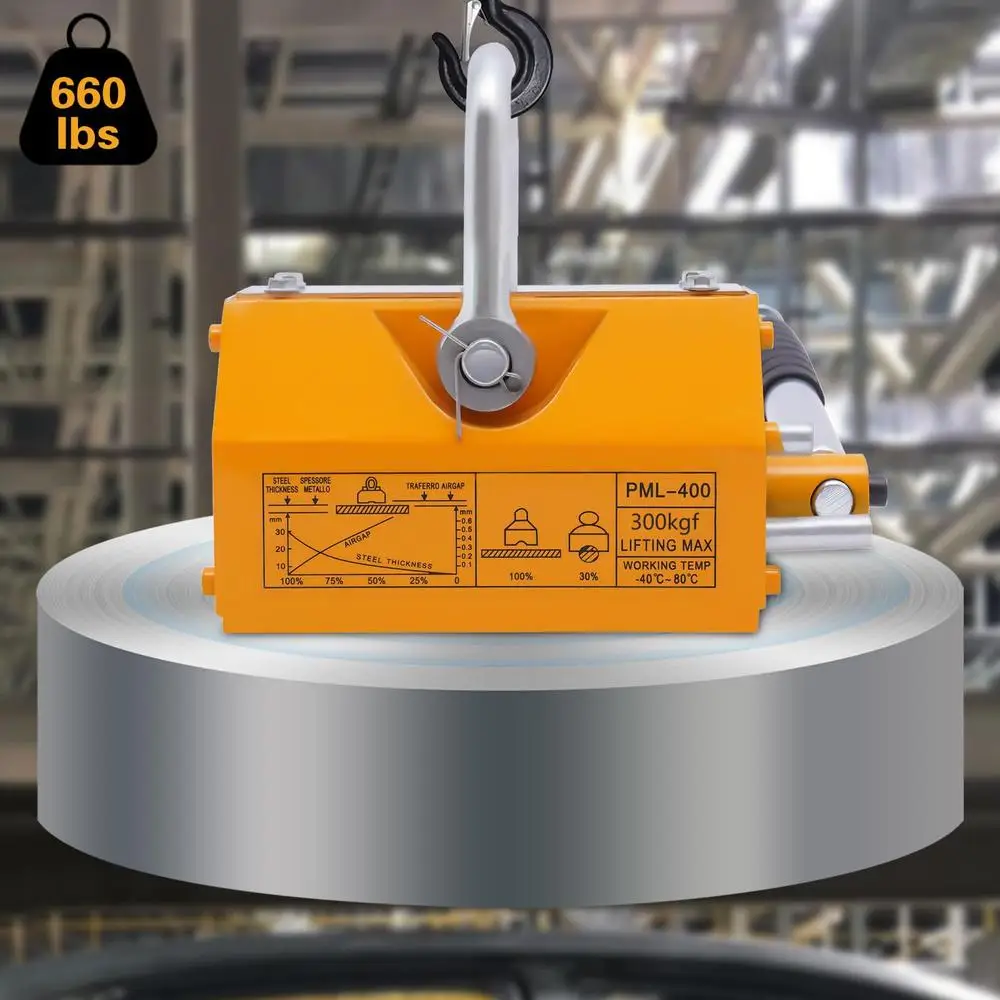 660lbs Heavy Duty Steel Magnetic Lifter Neodymium Crane Lift Magnet Kit Magnetized Handle Adsorption Capacity Steel Plate