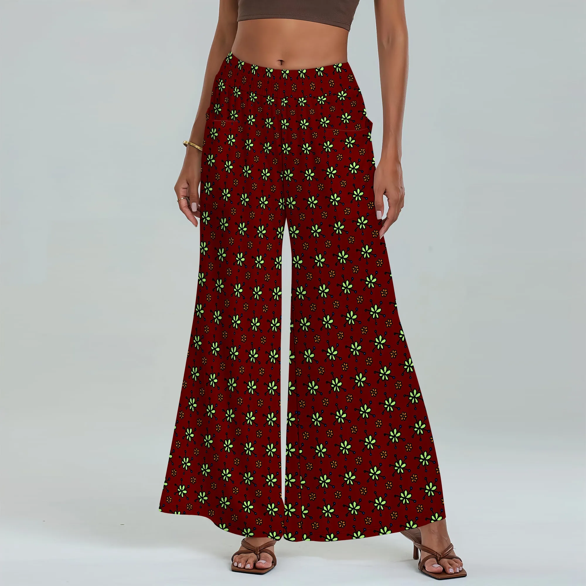

Women's Wide Leg Pants with Pockets Floral Pattern for All Seasons Casual Comfort Date Night Wedding Guests Festival