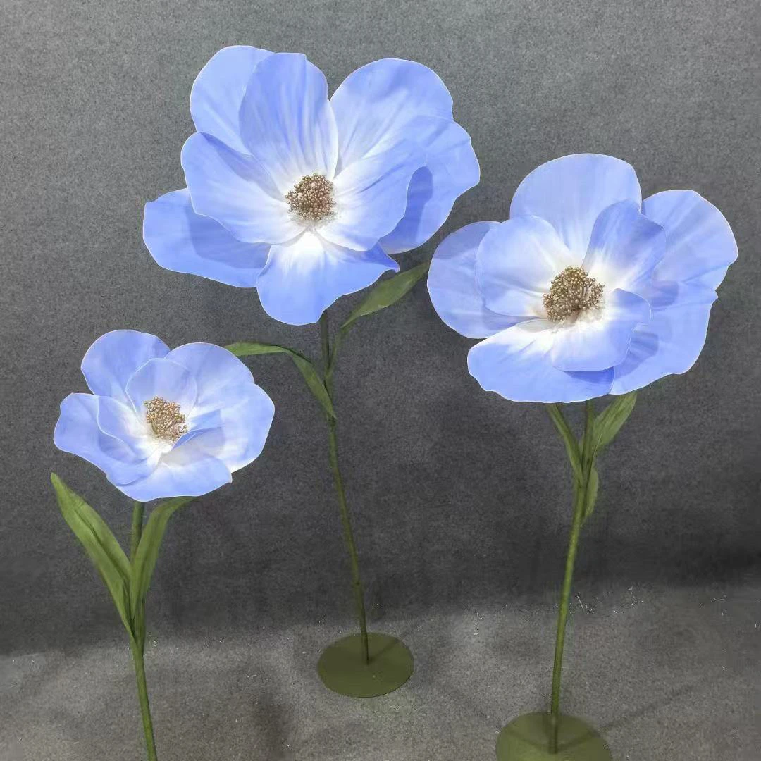 

3Pcs Giant Artificial Foam Poppy Flower Head Wedding Props Road Guide Flowers Wedding Party Backdrop Decor Stage Window Layout